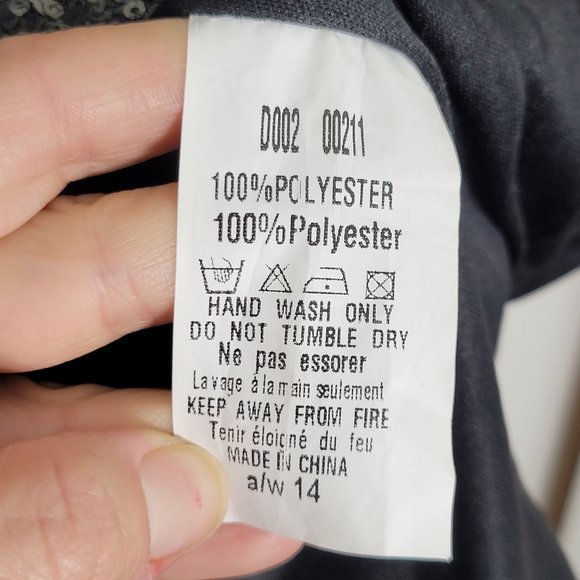 AX Paris Long Sleeve Sequin Evening Dress Surplice Neckline Silver Black Event - Picture 8 of 15